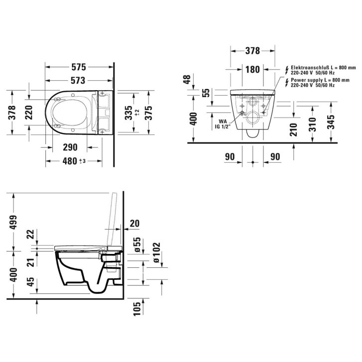 Duravit SensoWash Starck - Elektronický bidet s keramikou, Rimless, DuraShield, SoftClose, bílá 650000012004320