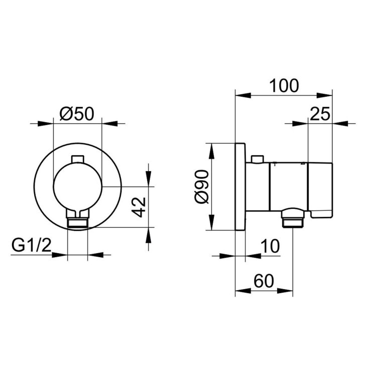 Keuco IXMO - Termostatická baterie pod omítku, s připojením sprchy, chrom 59554010001
