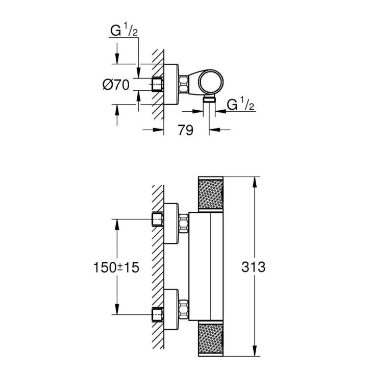 Grohe Precision Feel - Termostatická sprchová baterie, chrom 34790000
