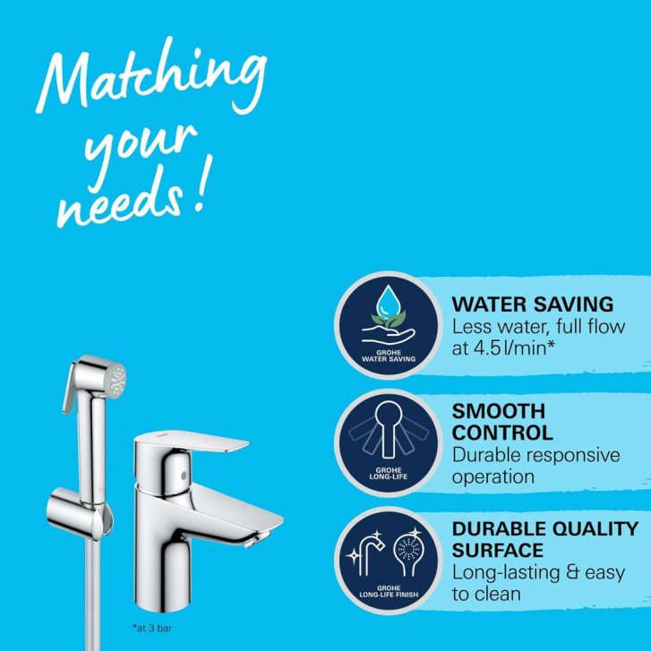 Grohe Start Edge - Umyvadlová baterie s bidetovou sprškou, chrom 23773001