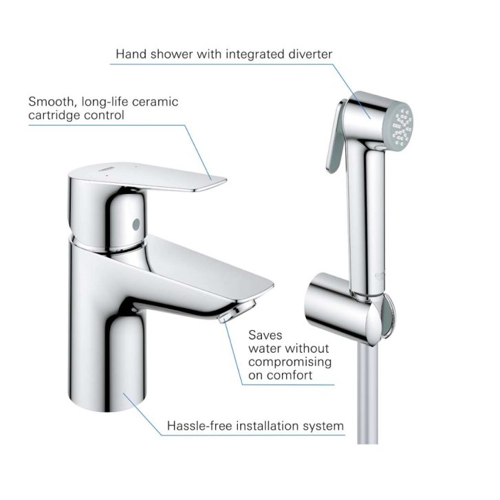 Grohe Start Edge - Umyvadlová baterie s bidetovou sprškou, chrom 23773001