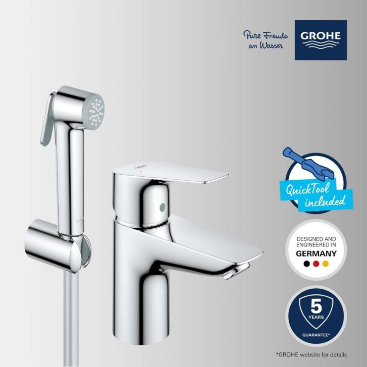 Grohe Start Edge - Umyvadlová baterie s bidetovou sprškou, chrom 23773001