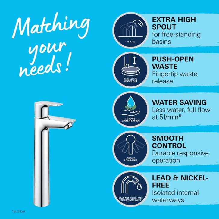 Grohe Start Edge - Umyvadlová baterie s výpustí Push-Open, chrom 23777001