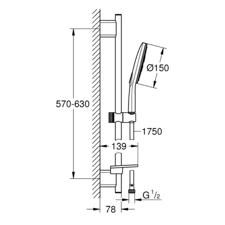 Grohe Vitalio SmartActive - Set sprchové hlavice, 3 proudy, tyče a hadice, chrom 26598000