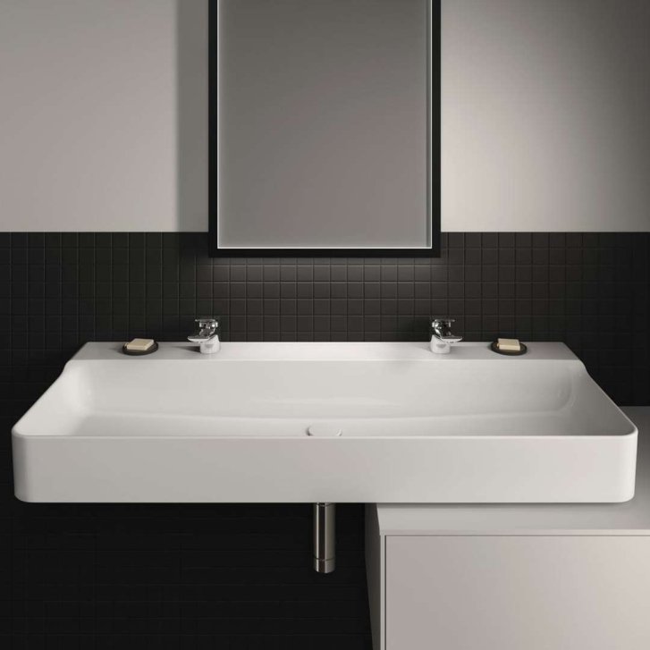 Ideal Standard Conca Ceram - Dvojumyvadlo 120x45 cm, bez přepadu, otvory pro baterie, bílá T380801