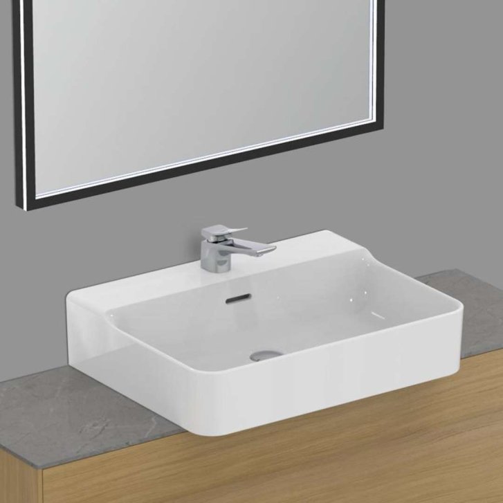 Ideal Standard Conca Ceram - Umyvadlo na desku 60x45 cm, s přepadem, otvor pro baterii, bílá T381801