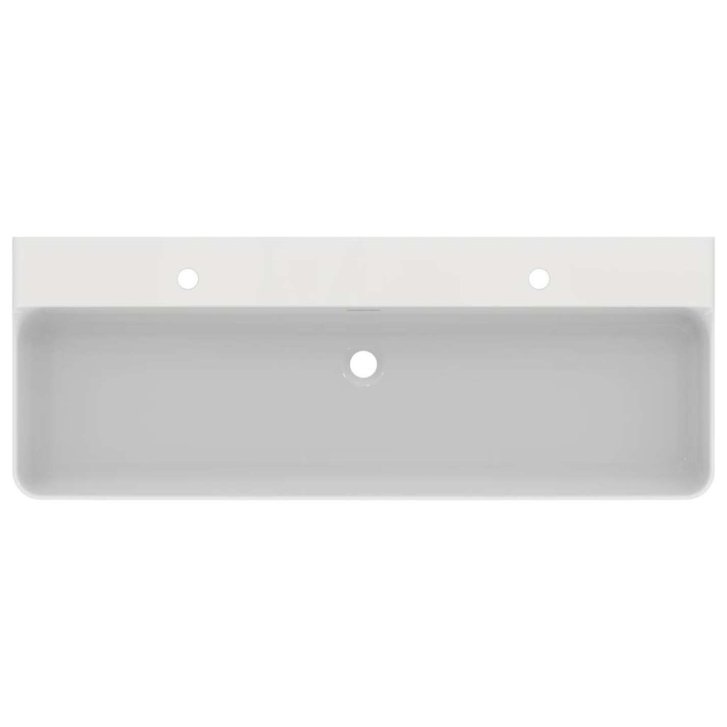 Ideal Standard Conca Ceram - Dvojumyvadlo na desku 120x45 cm, s přepadem, otvory pro baterie, bílá T383901
