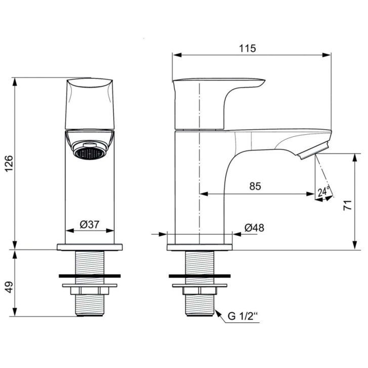 Ideal Standard Connect Air - Umyvadlový ventil, pro studenou vodu, Silver Storm A7031GN
