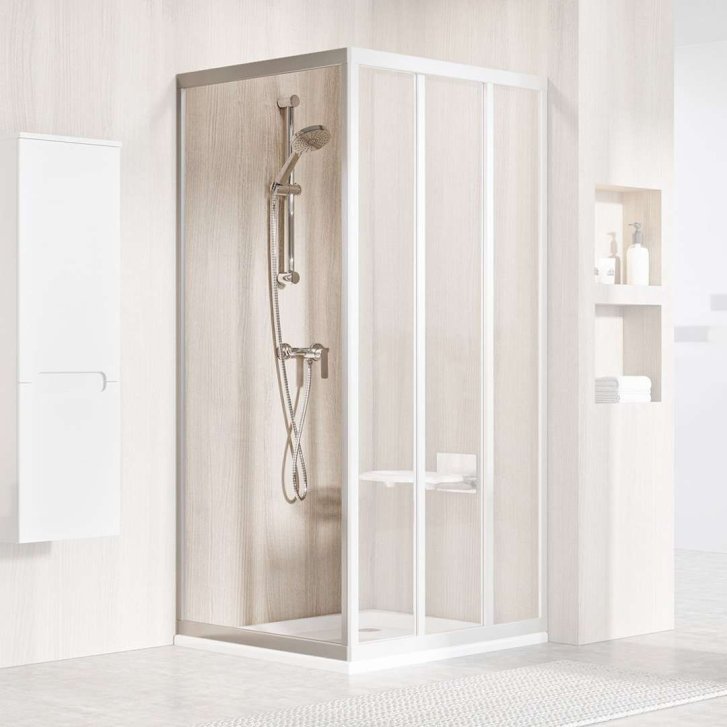 Ravak Supernova - Sprchová stěna APSS-90, 87-91 cm, satin/čiré sklo 94070UR2Z1