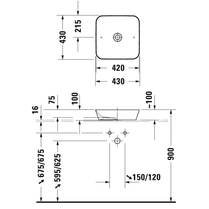 Duravit Cape Cod - Umyvadlová mísa 43x43 cm, DuraCeram, bílá 2340430000