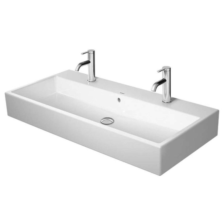 Duravit Vero Air - Dvojumyvadlo nábytkové 100x47 cm, s přepadem, s otvory pro baterie, bílá 2350100026