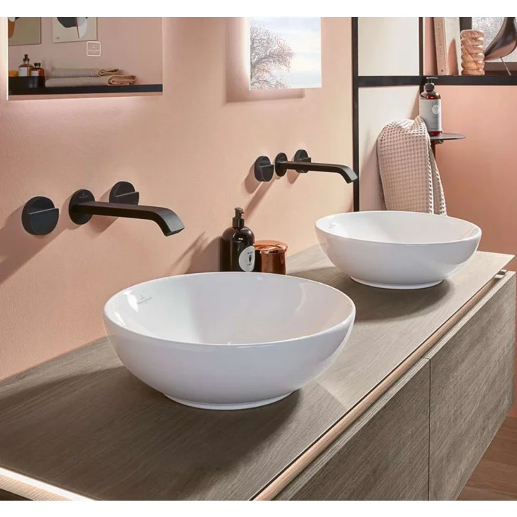 Villeroy & Boch Loop&Friends - Umyvadlo na desku, průměr 38 cm, s přepadem, CeramicPlus, alpská bílá 4A4500R1
