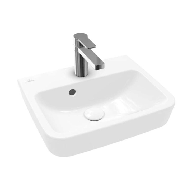 Villeroy & Boch O.novo - Umývátko na desku, 45x37 cm, s přepadem, otvor pro baterii, AntiBac, CeramicPlus, alpská bílá 43444GT2