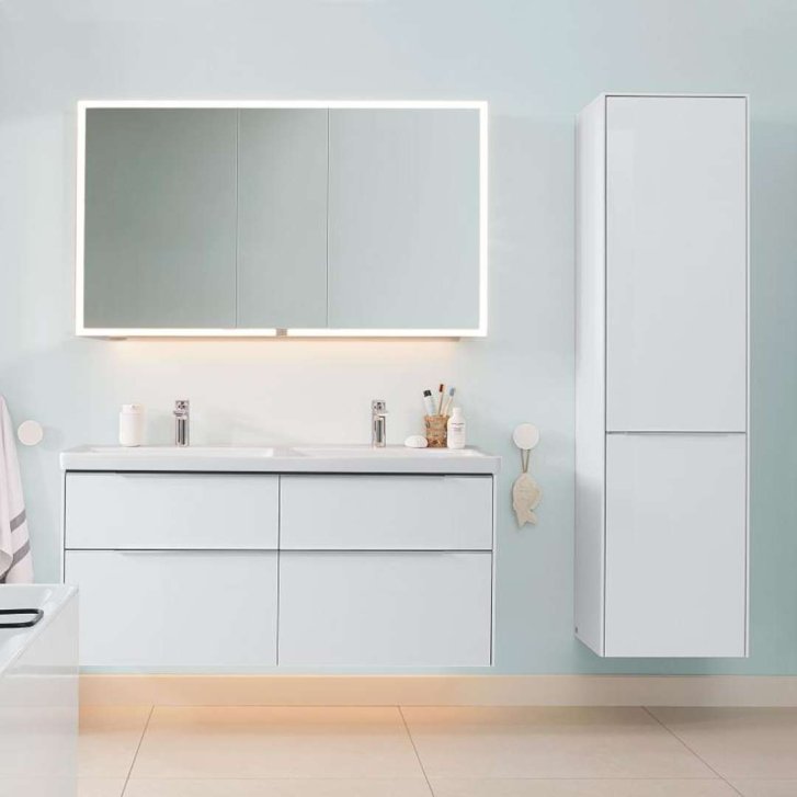 Villeroy & Boch Subway 3.0 - Dvojumyvadlo nábytkové 130x47 cm, bez přepadu, otvory pro baterie, alpská bílá 4A71D101