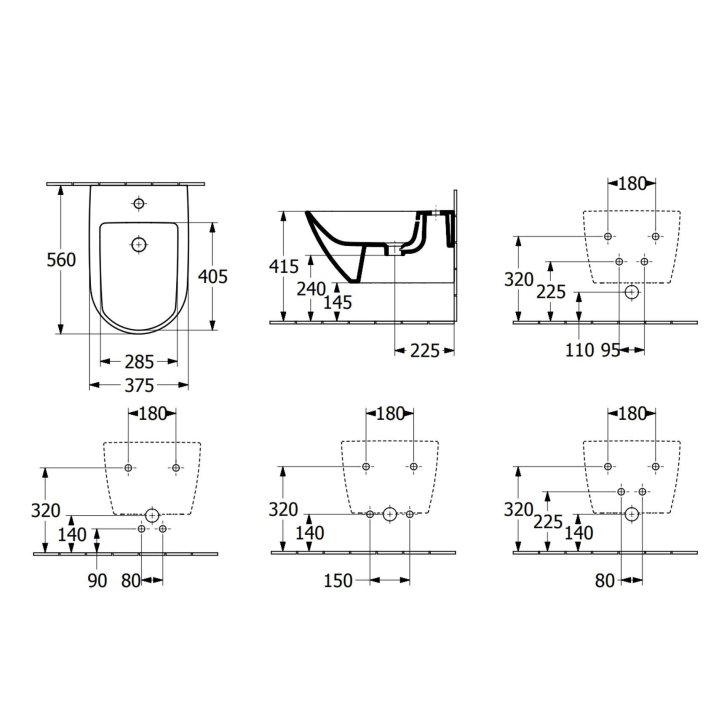 Villeroy & Boch Subway 3.0 - Závěsný bidet 560x375 mm, s přepadem, otvor pro baterii, CeramicPlus, alpská bílá 447000R1