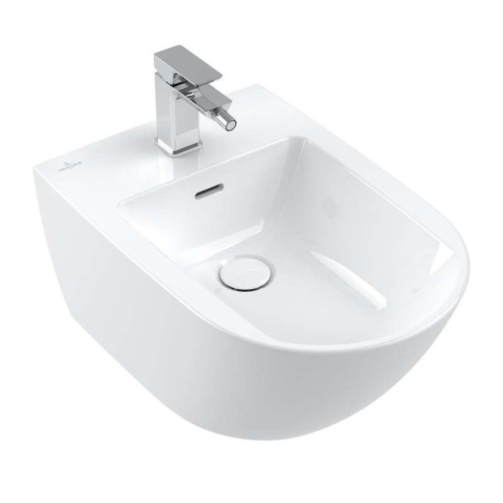 Villeroy & Boch Subway 3.0 - Závěsný bidet 560x375 mm, s přepadem, otvor pro baterii, CeramicPlus, alpská bílá 447000R1