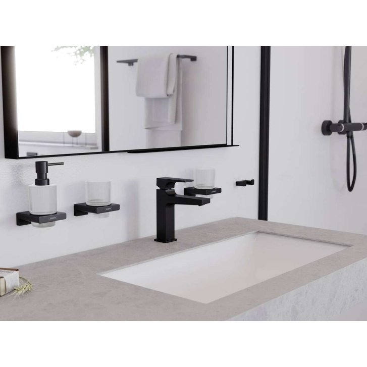 Hansgrohe AddStoris - Dávkovač mýdla s držákem, matné sklo/černá mat 41745670