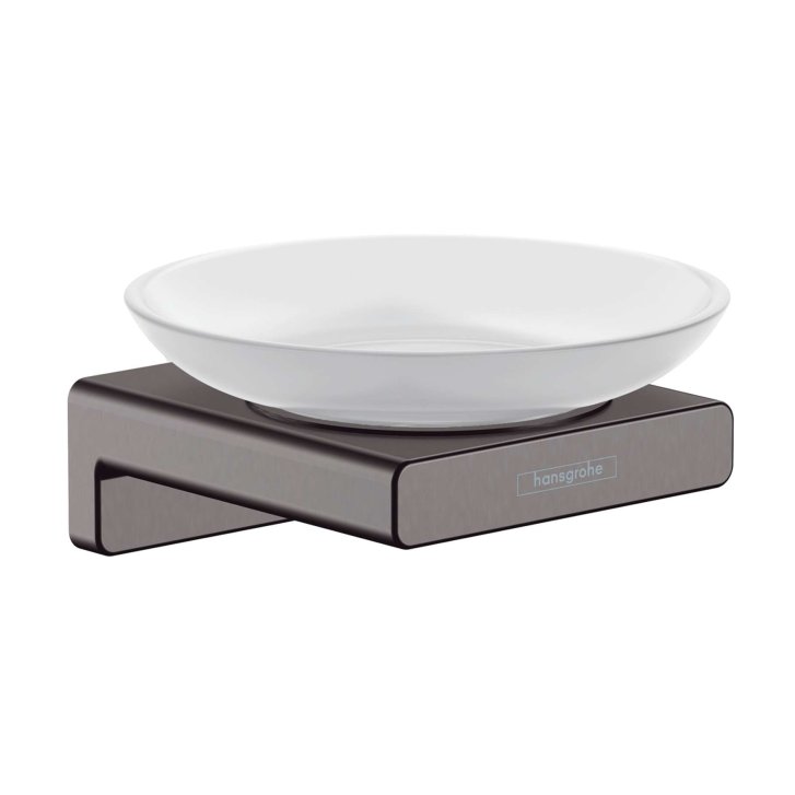 Hansgrohe AddStoris - Mýdlenka s držákem, matné sklo/kartáčovaný černý chrom 41746340