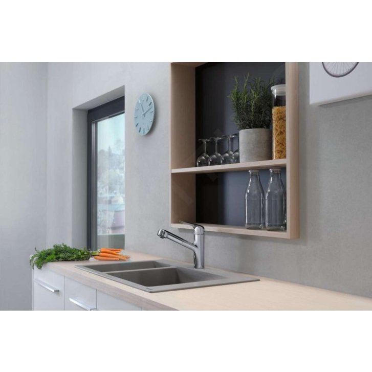 Hansgrohe Focus M42 - Dřezová baterie M427-H150 ECO, s výsuvnou koncovkou, EcoSmart, chrom 71865000