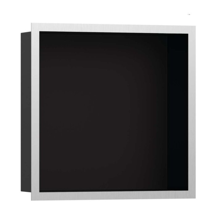 Hansgrohe XtraStoris Individual - Výklenek do stěny s designovým rámem, 30x30x10 cm, matná černá/kartáčovaná nerez 56098800