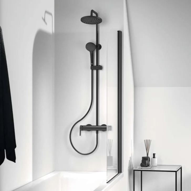Ideal Standard Cerafine O - Sprchový set s baterií, průměr 20 cm, 1 proud, černá BC750XG