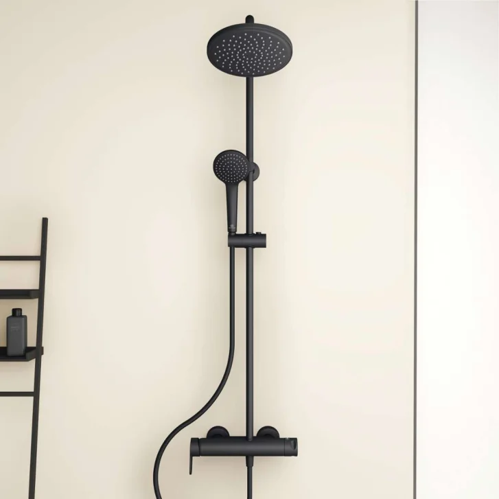 Ideal Standard Cerafine O - Sprchový set s baterií, průměr 20 cm, 1 proud, černá BC750XG