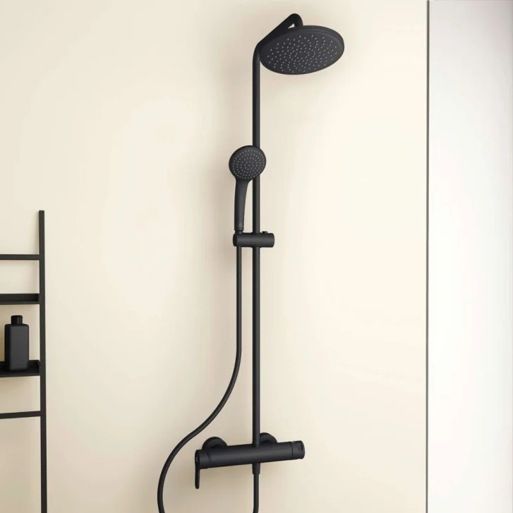 Ideal Standard Cerafine O - Sprchový set s baterií, průměr 20 cm, 1 proud, černá BC750XG