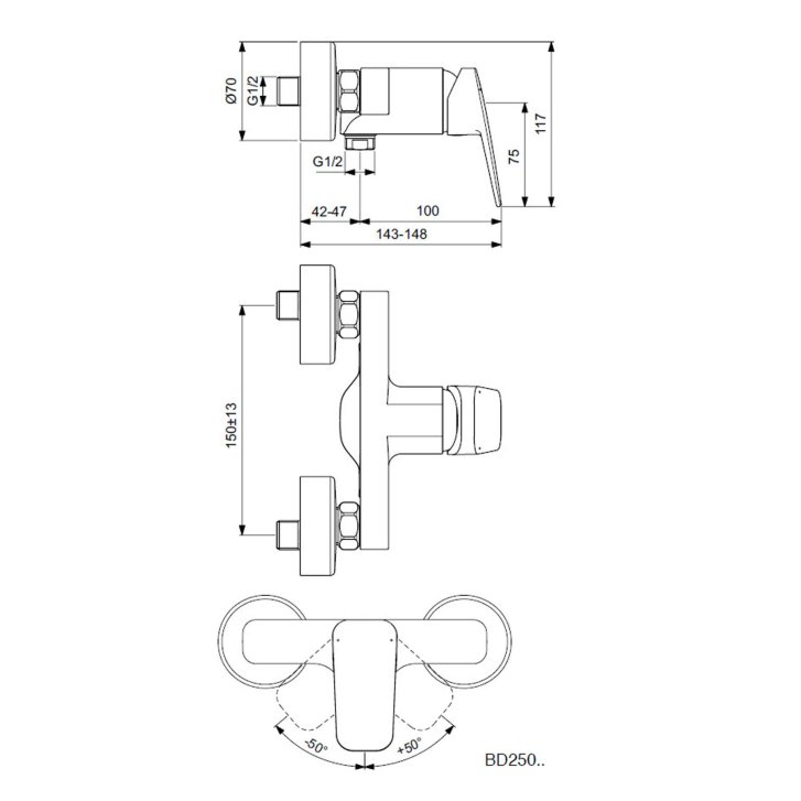 Ideal Standard CeraPlan - Sprchová baterie, chrom BD250AA