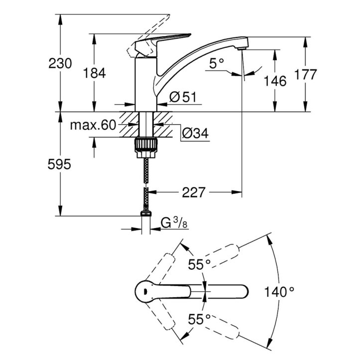 Grohe QuickFix Start - Dřezová baterie, chrom 30530002
