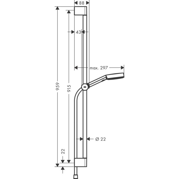 Hansgrohe Pulsify Select - Set sprchové hlavice, 3 proudy, EcoSmart, tyče 96 cm a hadice, chrom 24171000