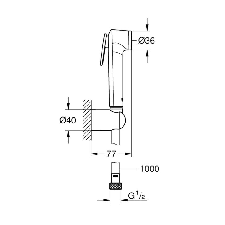 Grohe Tempesta-F - Bidetová sprška s držákem a hadicí 1 m, chrom 26352000
