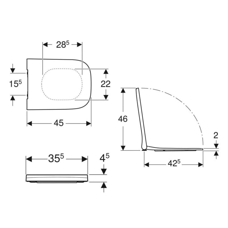 Geberit Smyle Square - WC sedátko, bílá 500.238.01.1