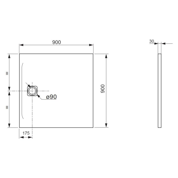Laufen Pro - Sprchová vanička 90x90 cm, matná černá H2109560800001