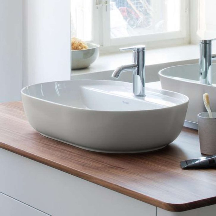 Duravit Luv - Umyvadlo na desku, 60x40 cm, bez přepadu, s otvorem pro baterii, WonderGliss, bílá/matná šedá 03806023001