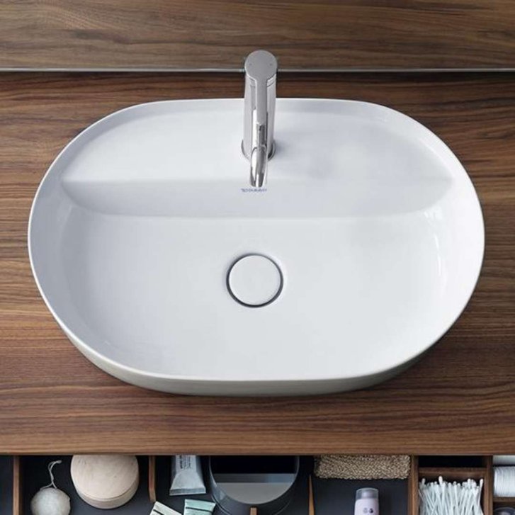 Duravit Luv - Umyvadlo na desku, 60x40 cm, bez přepadu, s otvorem pro baterii, WonderGliss, bílá/matná šedá 03806023001