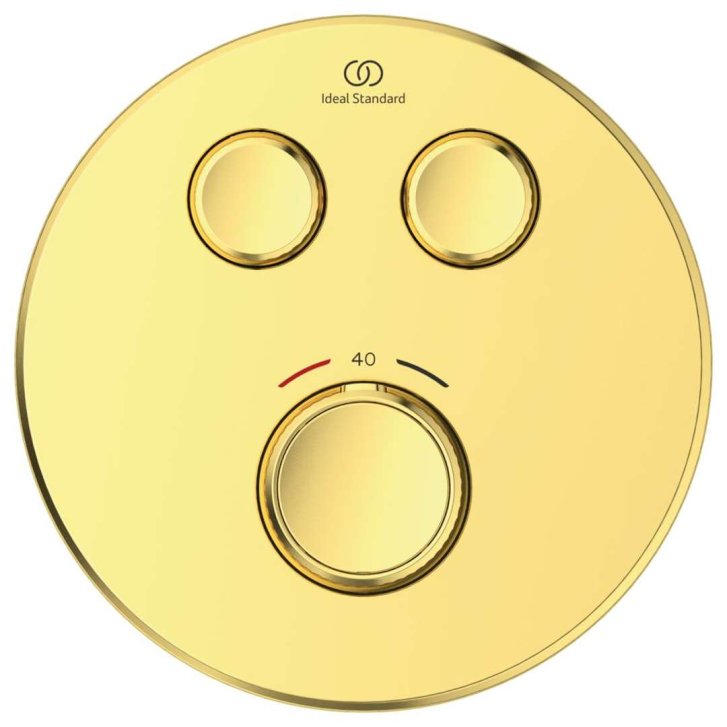 Ideal Standard CeraTherm Navigo - Termostatická sprchová baterie pod omítku pro 2 spotřebiče, Brushed Gold A7296A2