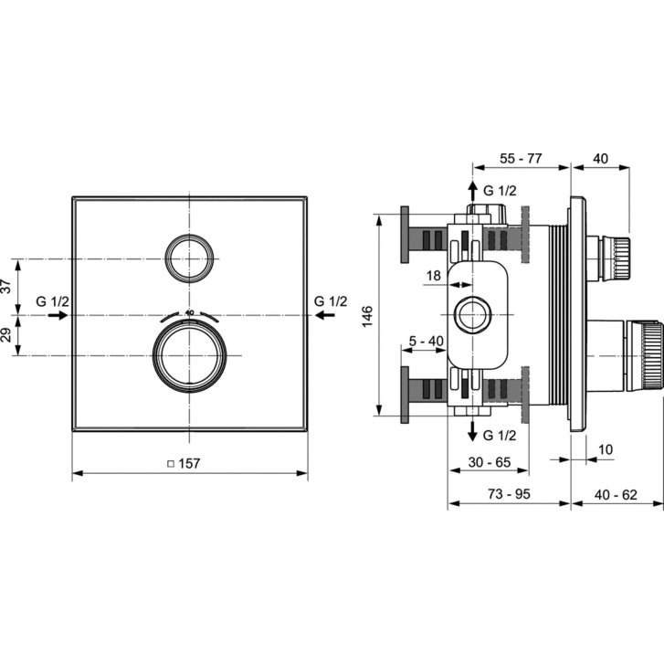 Ideal Standard CeraTherm Navigo - Termostatická sprchová baterie pod omítku, Silver Storm A7301GN