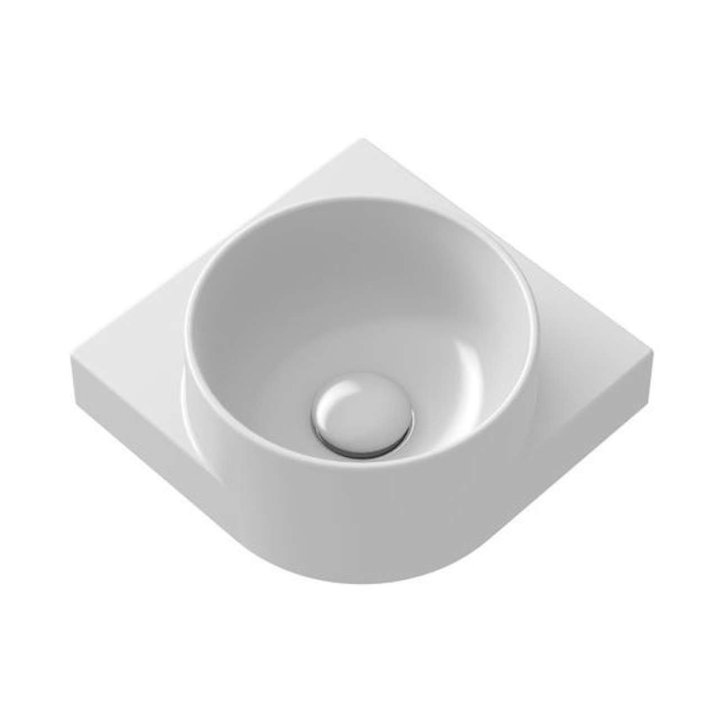 Ravak Yard - Umývátko rohové 28x28 cm, bez přepadu, otvor pro baterii, bílá XJX01228000