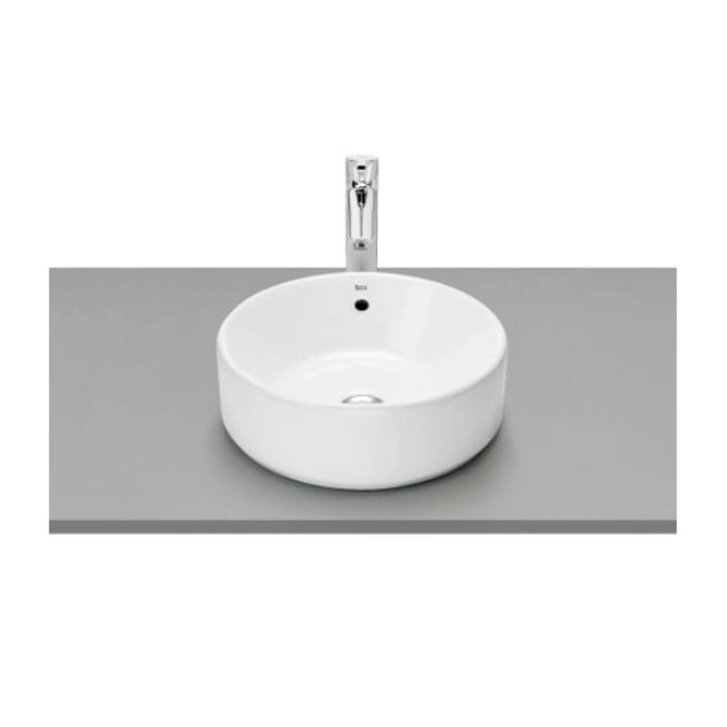 Roca The Gap - Umyvadlo na desku, průměr 39 cm, s přepadem, bez otvoru pro baterii, bílá A3270MJ000