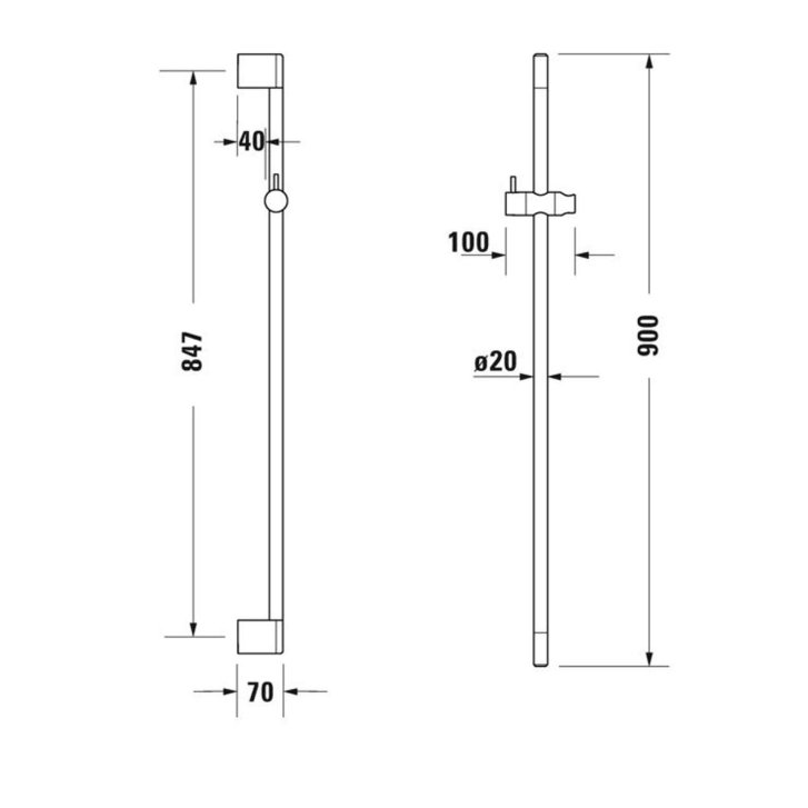 Duravit - Sprchová tyč 90 cm, matná černá UV0600004046