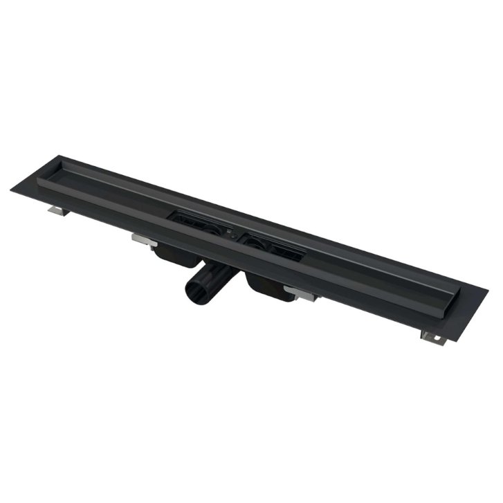 Alca - Sprchový žlab 85 cm, s okrajem pro perforovaný rošt, černá mat APZ101BLACK-850