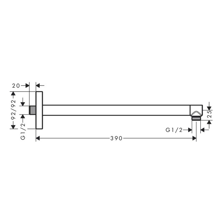 Axor - Sprchové rameno, 39 cm, chrom 26436000