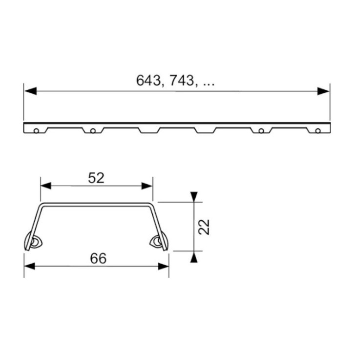 Tece TECEdrainline - Rošt pro sprchový žlab 70 cm, kartáčovaný nerez 600783
