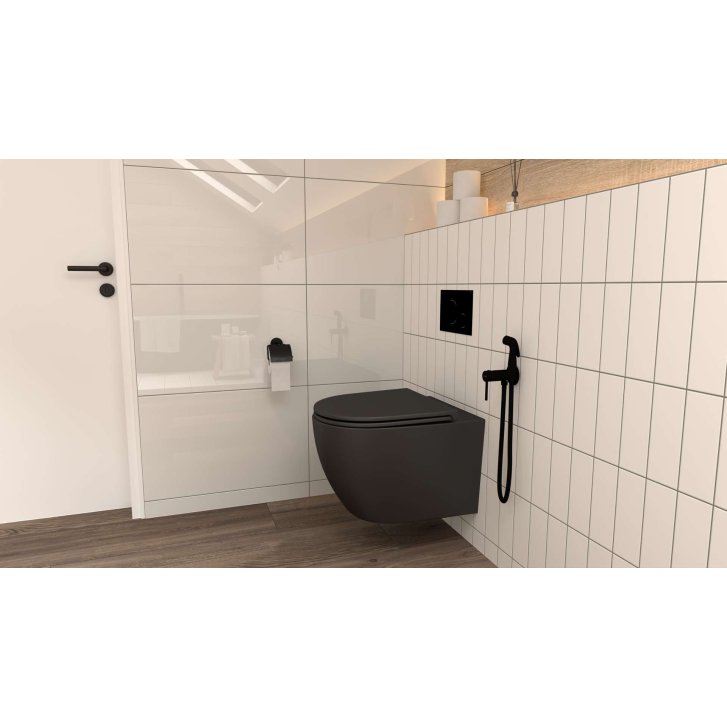 kielle Oudee - Set pákové baterie pod omítku s bidetovou sprškou, matná černá 10402204