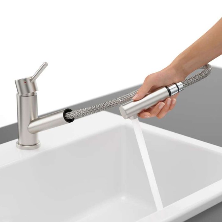 Villeroy & Boch Como - Dřezová baterie s výsuvnou koncovkou, sklopná pod okno, nerez 925800LC