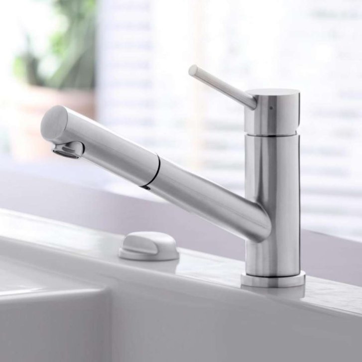 Villeroy & Boch Como - Dřezová baterie s výsuvnou koncovkou, sklopná pod okno, nerez 925800LC