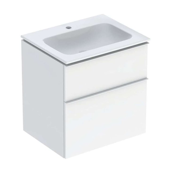 Geberit iCon - Skříňka s umyvadlem, 60x48x63 cm, 2 zásuvky, KeraTect, lesklá bílá 502.331.01.1