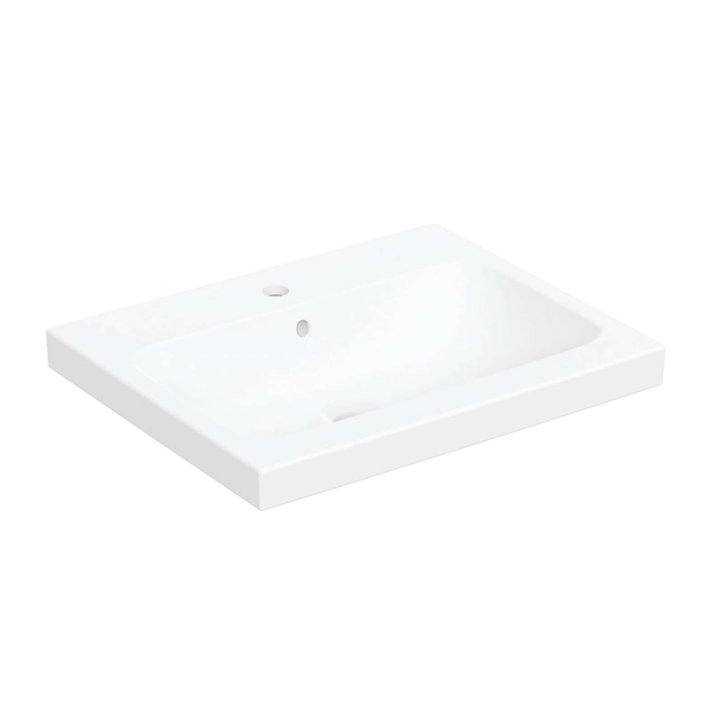 Geberit iCon - Umyvadlo na desku 60x48 cm, s přepadem, otvor pro baterii, matná bílá 501.847.JT.1