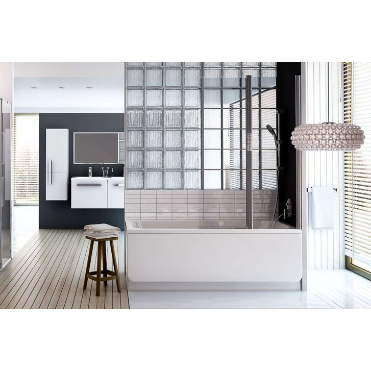 Ravak Chrome - Vanová zástěna dvoudílná CVS2-100 R, 99x150 cm, pravá, lesklý chrom/čiré sklo 7QRA0C00Z1