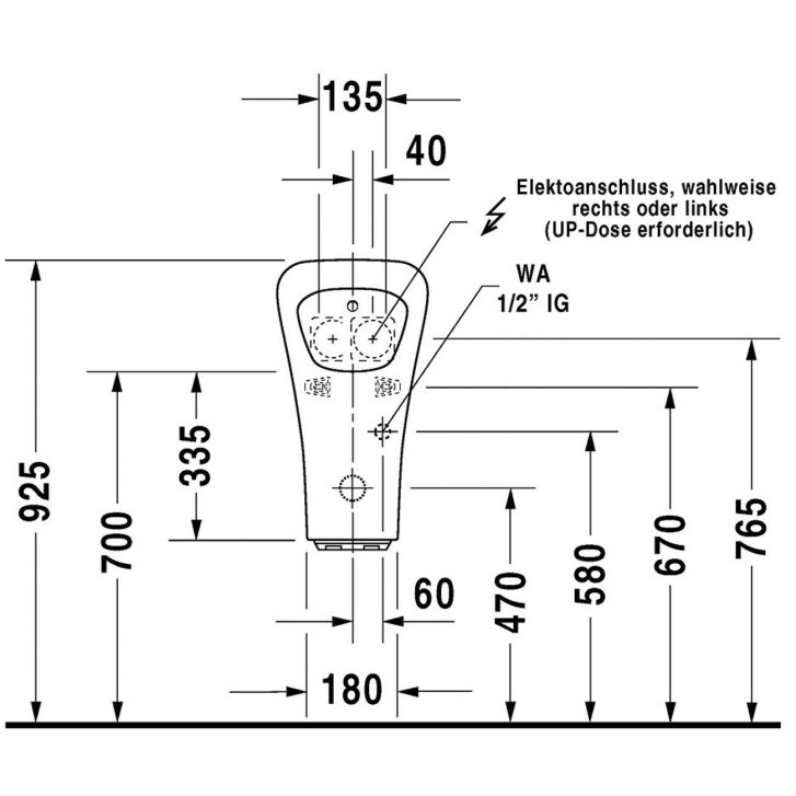 Duravit DuraStyle - Pisoár, elektronické ovládání, zadní přívod vody, Rimless, bílá 2806310093